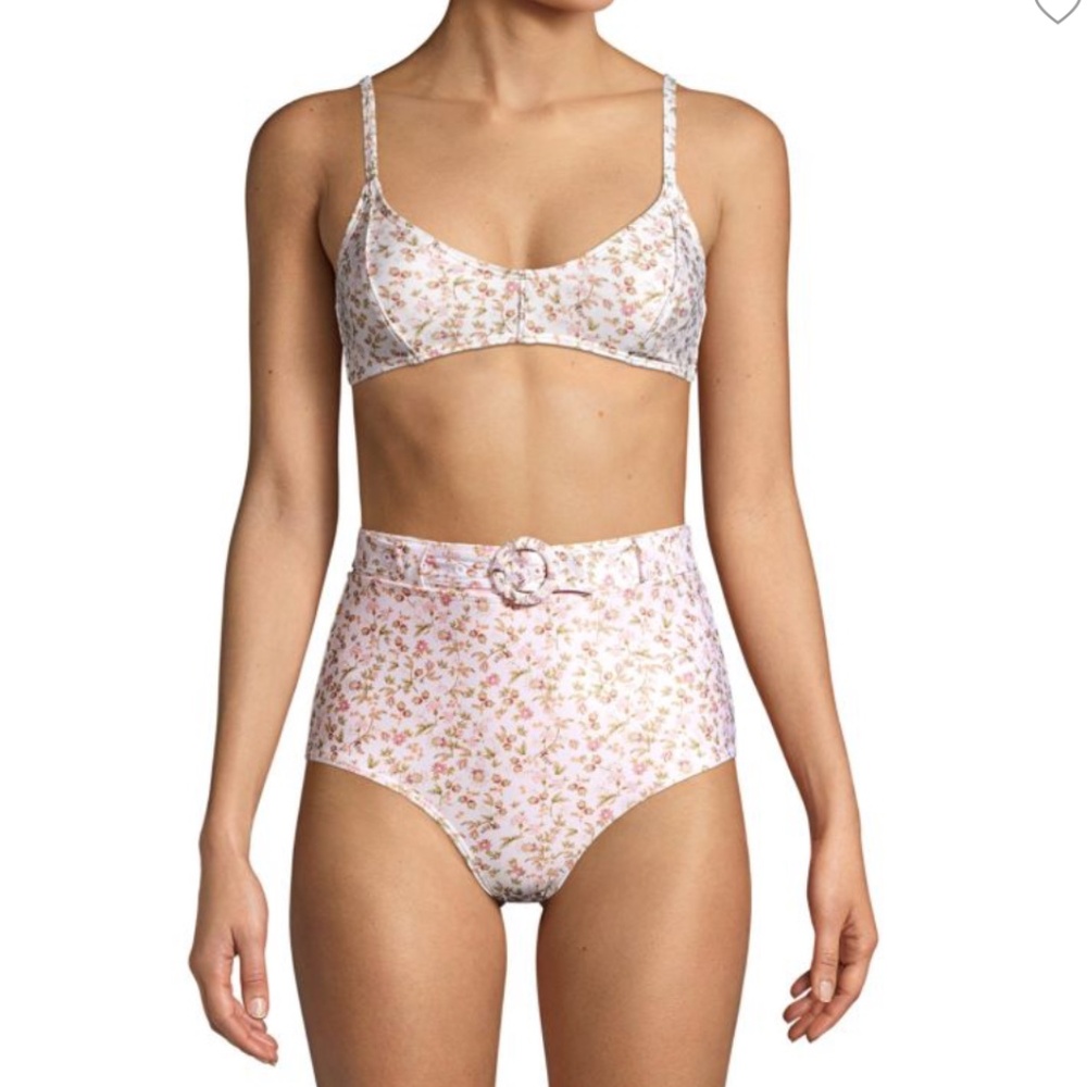 La Boheme Piped Floral High Waisted Bikini Bottom SZ AU 12